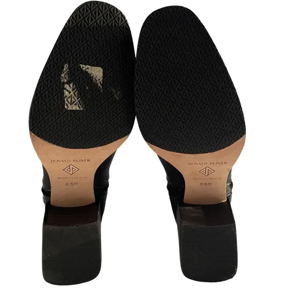 Donald J. Pliner Gemini Crocodile Black Block Heel Ankle Boot Silver Studded 8.5 - Picture 6 of 13